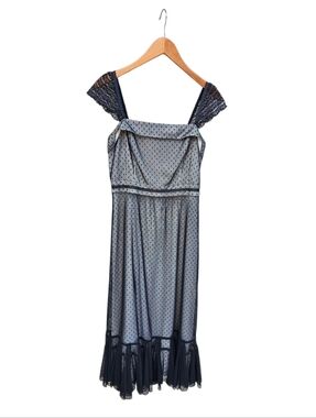 LOFT Black Art Deco Swiss Dot Sheer Overlay Dress Size 4